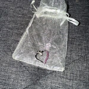 925 Sterling Silver Heart Pendant with Pink Stones